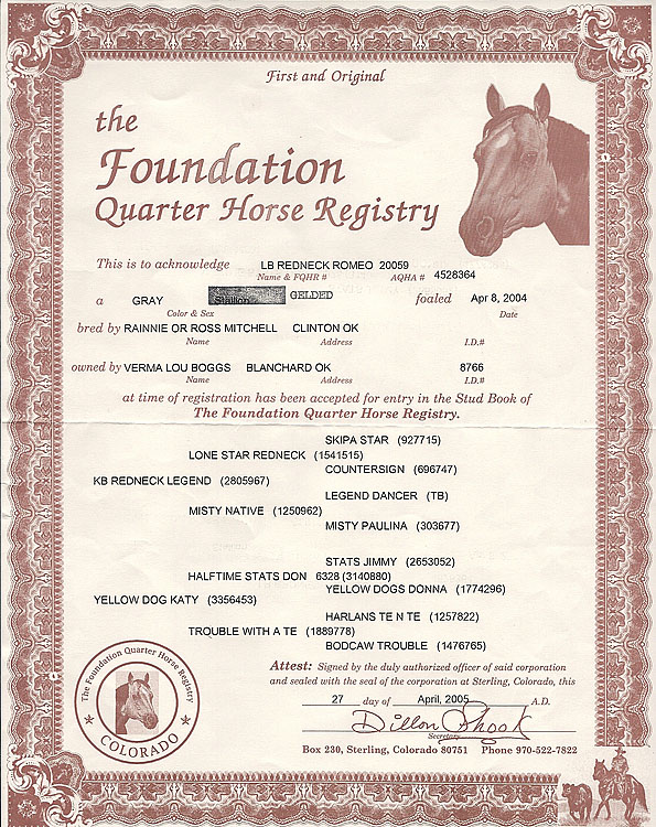 LB Redneck Romeo Townsend's Training Farm Inc. 536 4th Range Rd